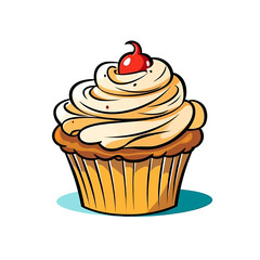 Cupcake with a light frosting and a fruit on top