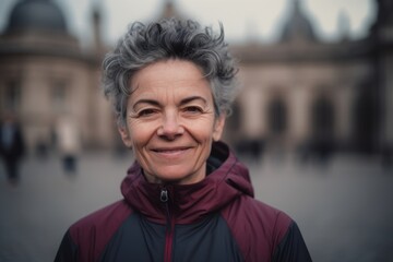 Portrait of a smiling middle-aged woman in Paris, France