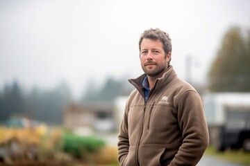 Obraz premium Portrait of a handsome man with a beard in a winter jacket