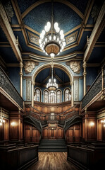 Interior of an English Synagogue in the Style of Princes Road Synagogue in Liverpool - generative AI