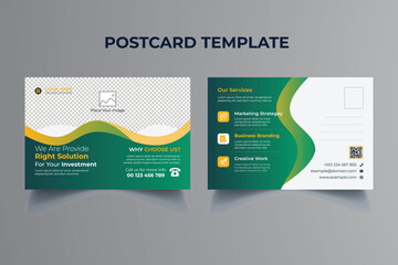 Clean Print Ready Corporate And Digital Postcard Design Template. Vector Professional And Modern Business Postcard Template Design.
