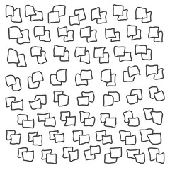 Hand drawn scribble square elements. Doodle loops on white background, vector elements. Modern ornament.
