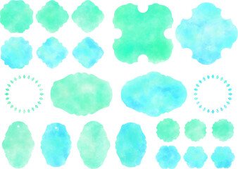 シンプルな水彩風のフレームのセット