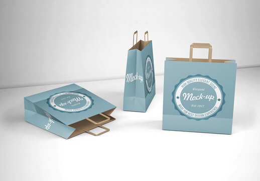 Shopping Paper Bag Mock-up 3D Scene 8x18x7"