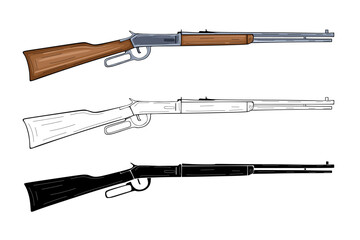 illustration of winchester rifle, gun isolated on white