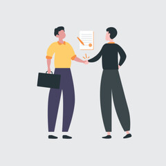 Light bulb and professional company staff working. Idea, planning, analysis concept, presentation slide template. Can be used for topics like business, management, marketing. flat design ilustration