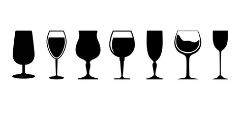 set icon of wine glasses