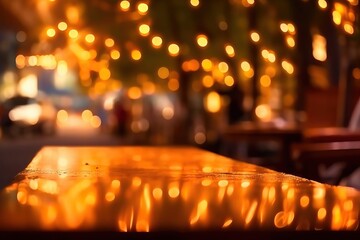 outdoors pub terrace at dusk, afterwork outing background, generative ai