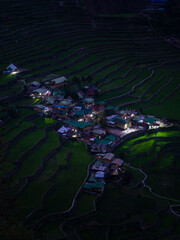 Night time in Batad rice terraces, Banaue, north Luzon, Philippines