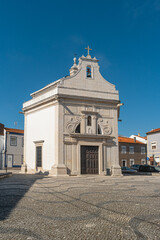 Fototapeta na wymiar Chapel of Saint Gonçalinho on a bright sunny day against a bright blue sky. Aveiro, Portugal