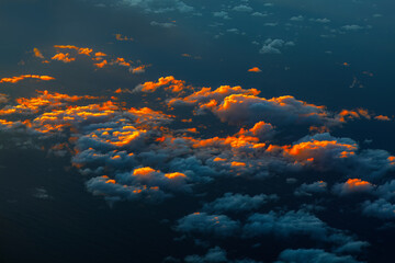 Clouds in dim light . Spectacular clouds view from above