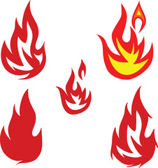 set of fire flames vector illustrations