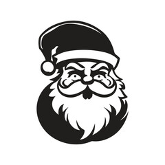 santa claus, vintage logo line art concept black and white color, hand drawn illustration