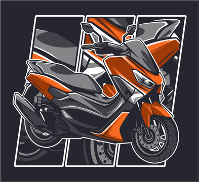vector illustration of motorcycle nmax from honda brand for tshirt design