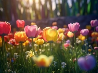 Fototapeta na wymiar Tulip Flower. Generative AI