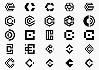 Initials Letter C logo design, Set Logo Design Icon Symbol