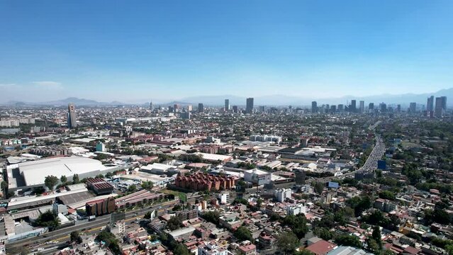 aerial shot of pollution in mexico city