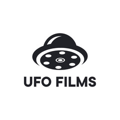 Unique logo combination of UFO and film roll. It is suitable for use as a film logo.