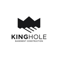 Unique logo combination of ladder and crown. The logo will be very suitable for use as a logo for underground construction contractors.