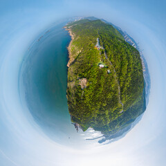 Fototapeta premium Spring seaside scenery of Binhai Road in Dalian, Liaoning province, China