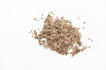 Dill seeds isolated on the white background