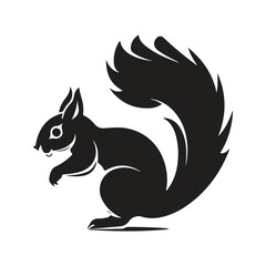 simple squirrel, vintage logo line art concept black and white color, hand drawn illustration