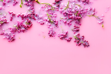 Lilac flowers in pink liquid