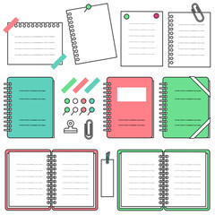 リングノートのページ型のフレームと文具セット