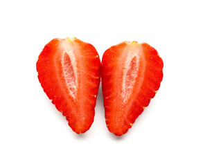Slices of fresh strawberry on white background