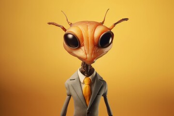 Anthropomorphic ant dressed in a suit like a businessman. Business Concept. AI generated, human enhanced