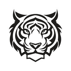 simple tiger, vintage logo line art concept black and white color, hand drawn illustration