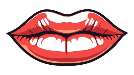 Red female lips isolated on a white background. Vector illustration.