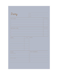 Daily Plan. Minimalist planner template set. Vector illustration.