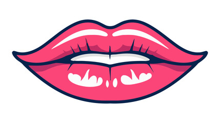 Red female lips isolated on a white background. Vector illustration.
