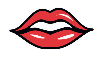 Red female lips isolated on a white background. Vector illustration.