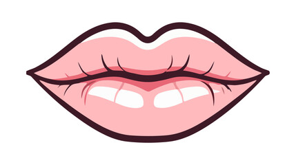 Red female lips isolated on a white background. Vector illustration.