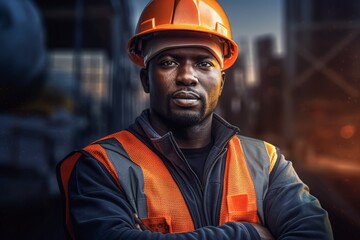 African man is a professional engineer. Male leading specialist of the project. AI generated, human enhanced