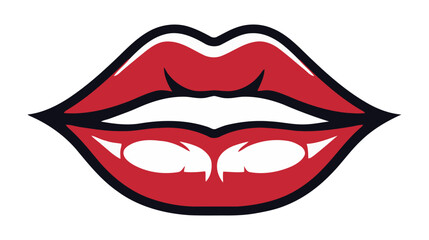 Red female lips isolated on a white background. Vector illustration.