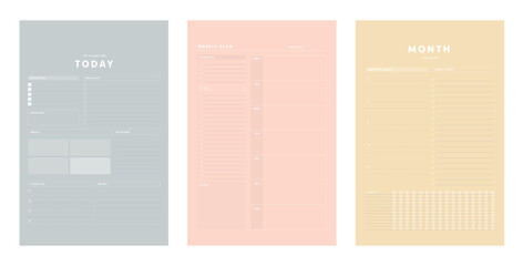 3 set Daily Weekly Month Planner. (Lemon) 