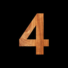 Obraz premium Number 4 with oak wood background - Black background