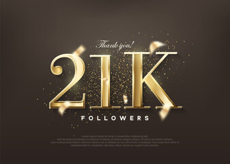 Luxury gold thank you 21k followers. greetings and celebrations.
