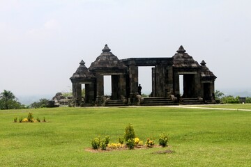 Yogyakarta, Indonesia – January 27, 2019:  Restored Temple Ruins Of Candi Ratu Boko Is Not A Temple, But A Remains Of A Palace. Ratu Baka Is Often Called Kraton Ratu Boko. Built During The 8th Century