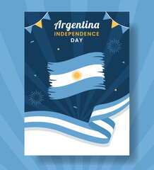 Argentina Independence Day Vertical Poster Flat Cartoon Hand Drawn Templates Background Illustration