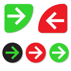 Set of arrow icons. Red, green, black and white vector illustration.