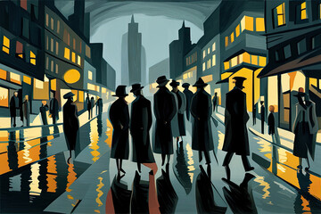 Obraz premium a day in the town in a Expressionist Art, generative ai
