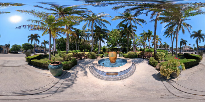 360 VR equirectangular photo of fountain at The Garden Club of Palm Beach