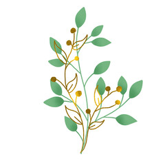 hand drawn wedding floral gold