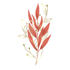 hand drawn wedding floral gold