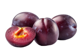 Obraz premium plums with leaves isolated PNG