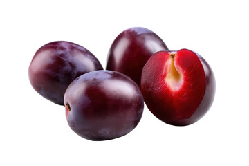 Obraz premium plums with leaves isolated PNG